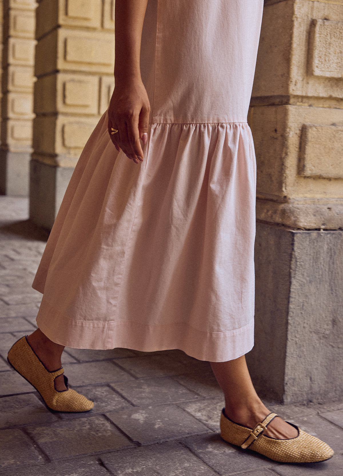 Blush Flounce Dress, Woven Fabric - No Nasties Organic Cotton Made In India