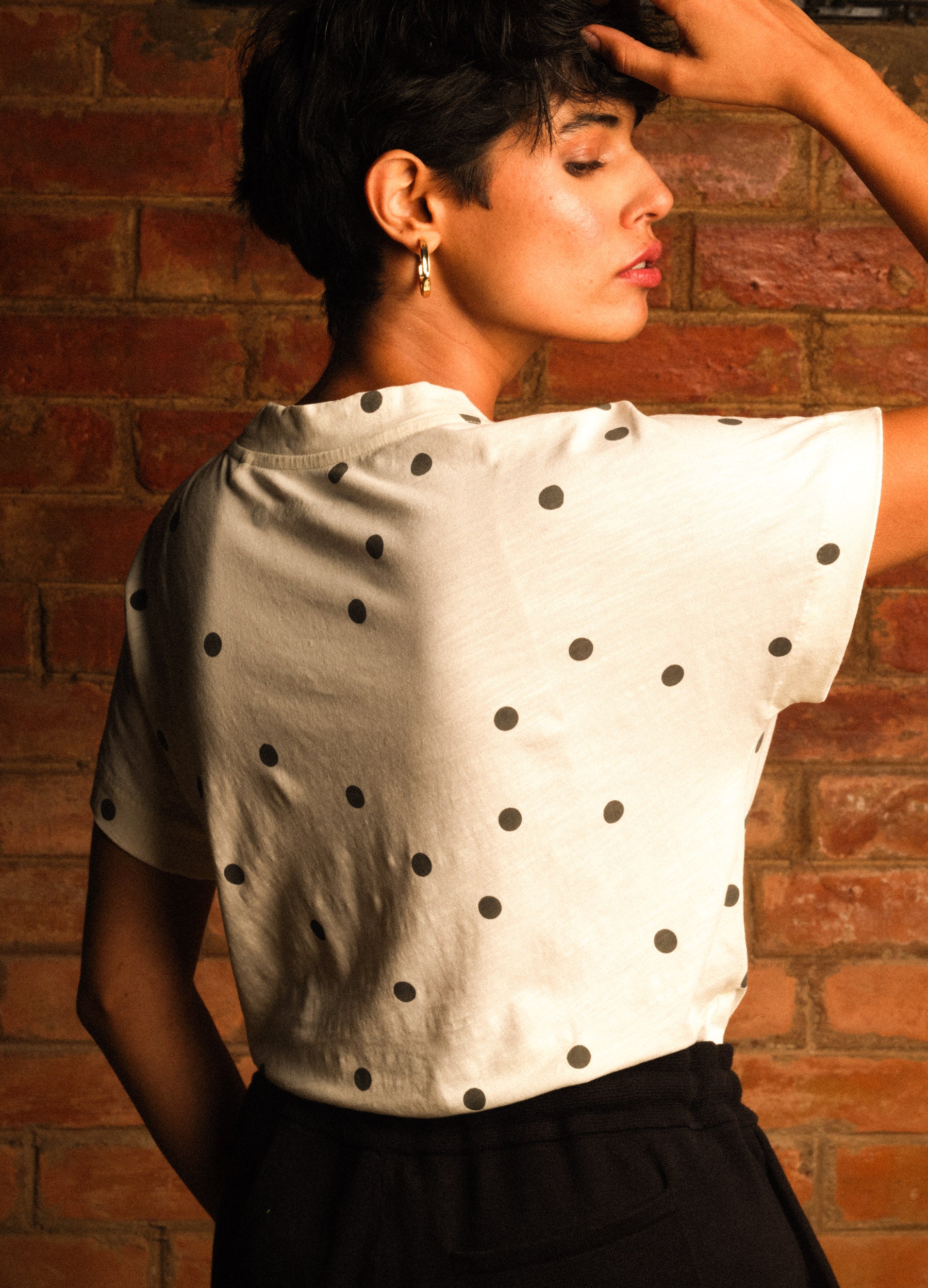 Coconut Polka V-Neck Tee