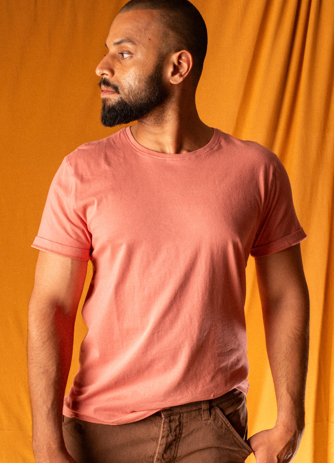 Coral Pink Organic Cotton Classic T Shirt For Men Online