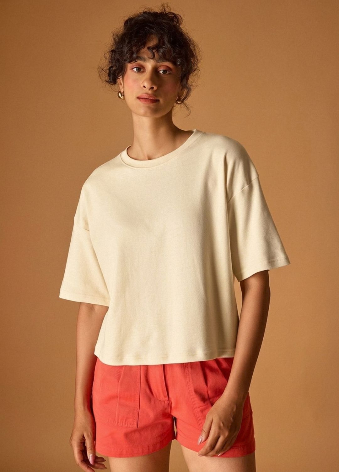 Cream Cropped Tee