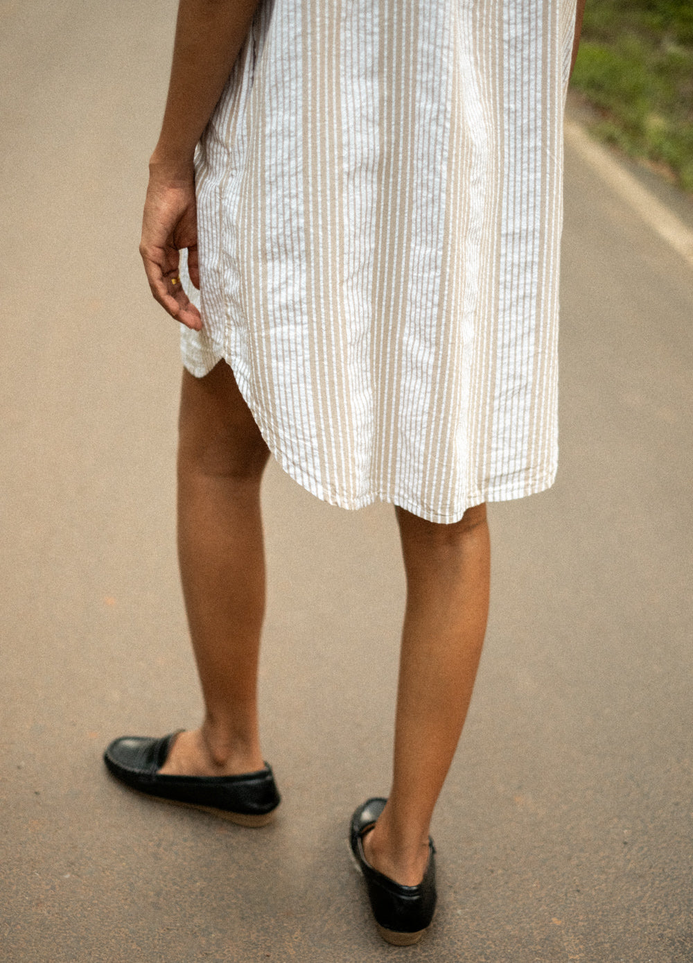 Sand Stripe Shirt Dress