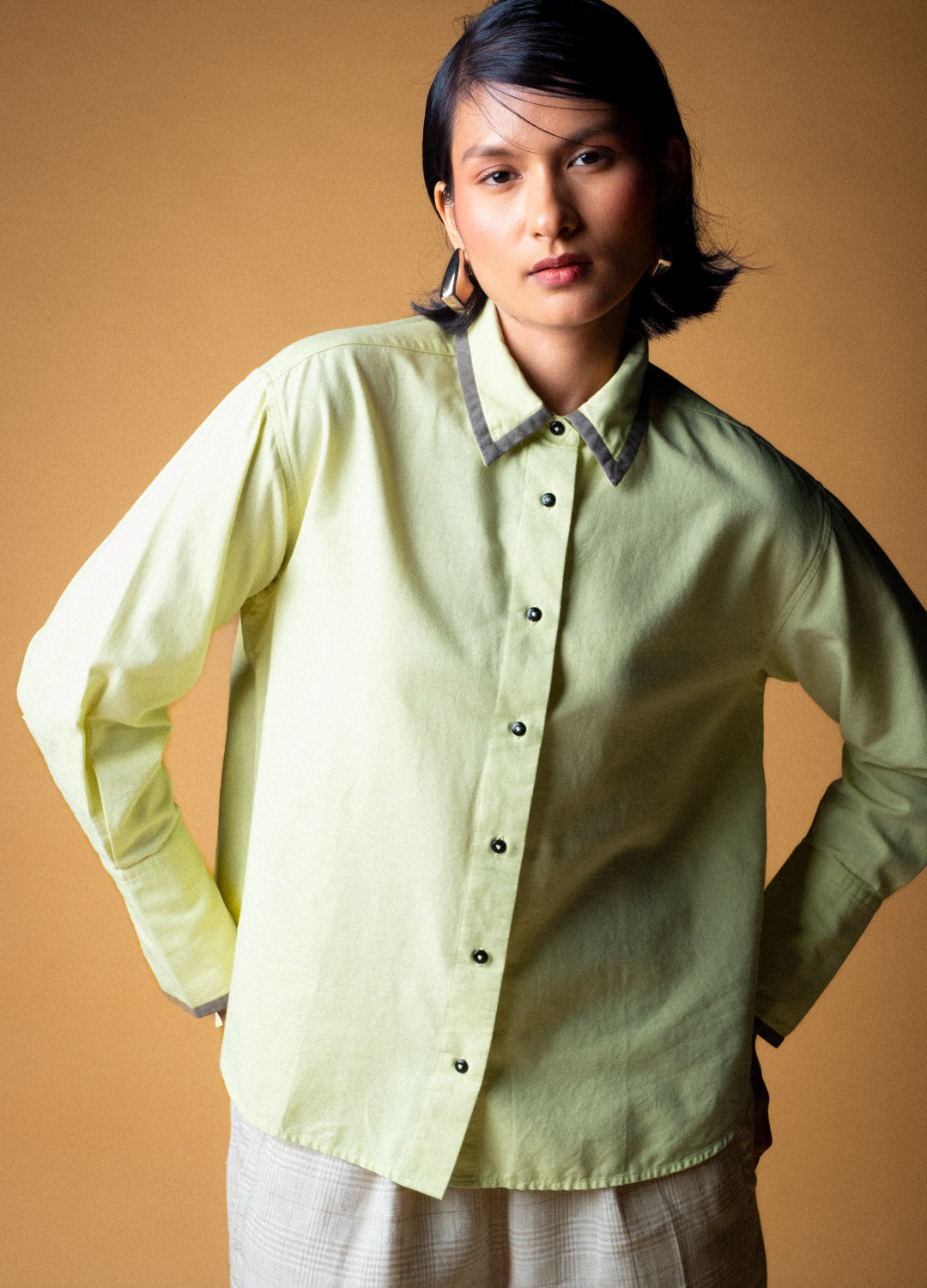 Fern Yellow Organic Cotton Tailored Shirt For Women Online
