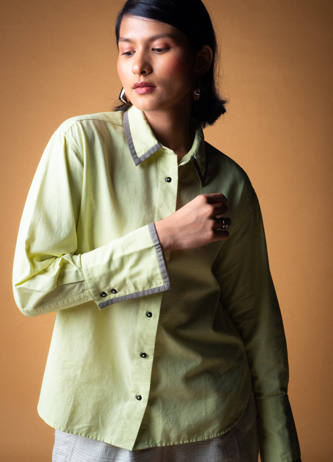 Fern Yellow Organic Cotton Tailored Shirt For Women Online