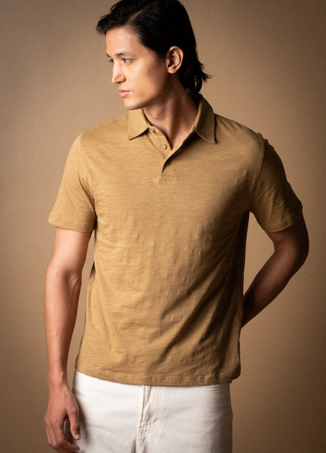 Caramel Slub Polo