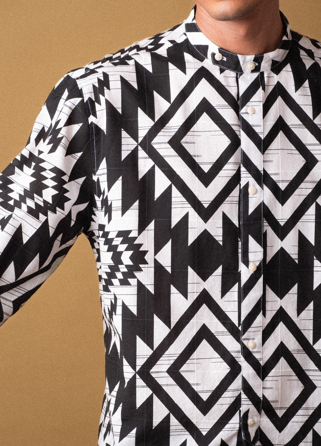 Greca Mandarin Woven Shirt