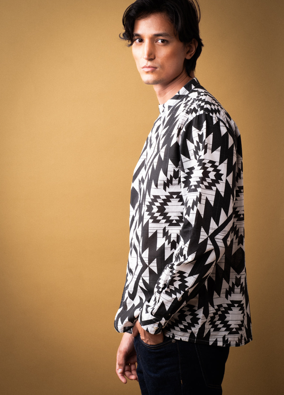 Greca Mandarin Woven Shirt