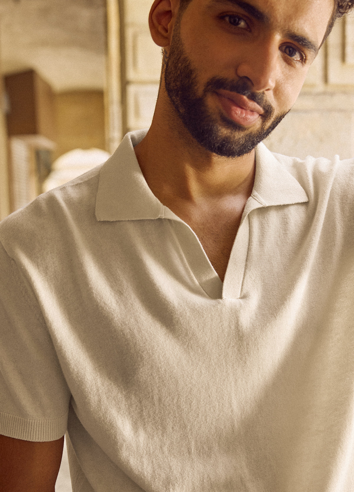 Ivory Fine Knit Polo