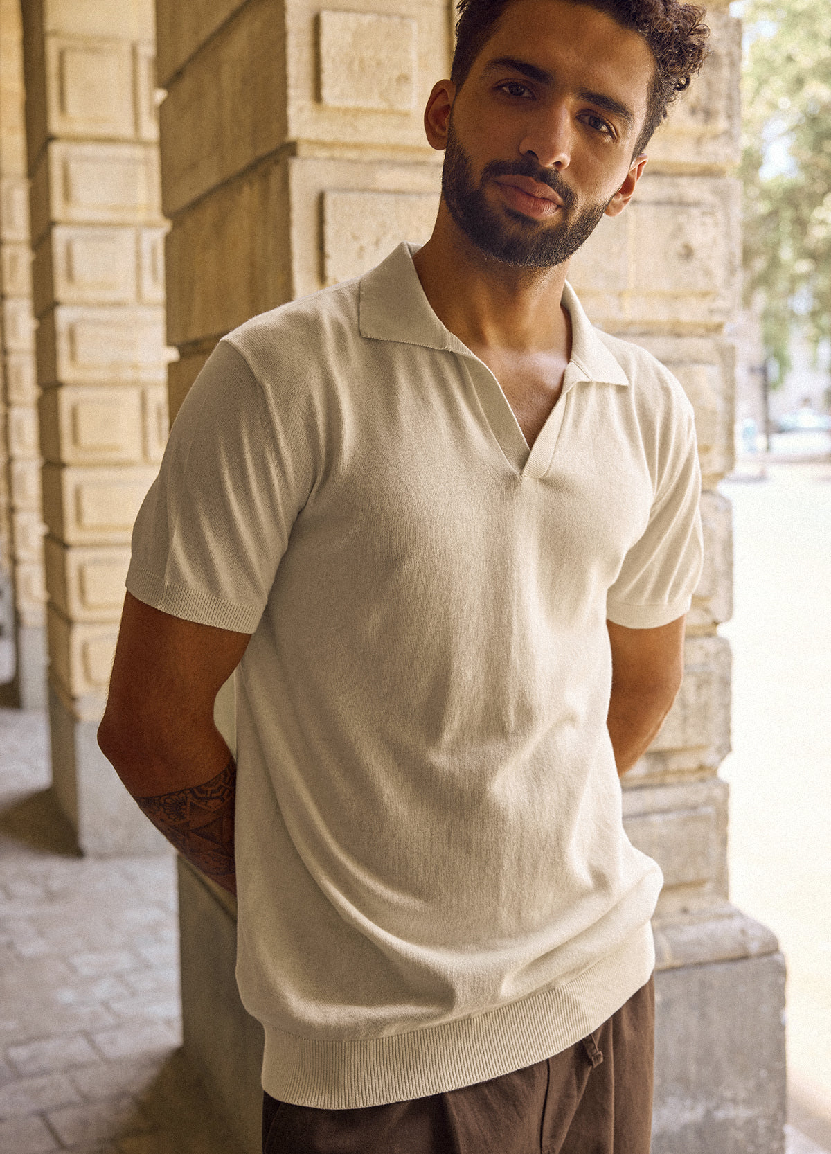 Ivory Fine Knit Polo
