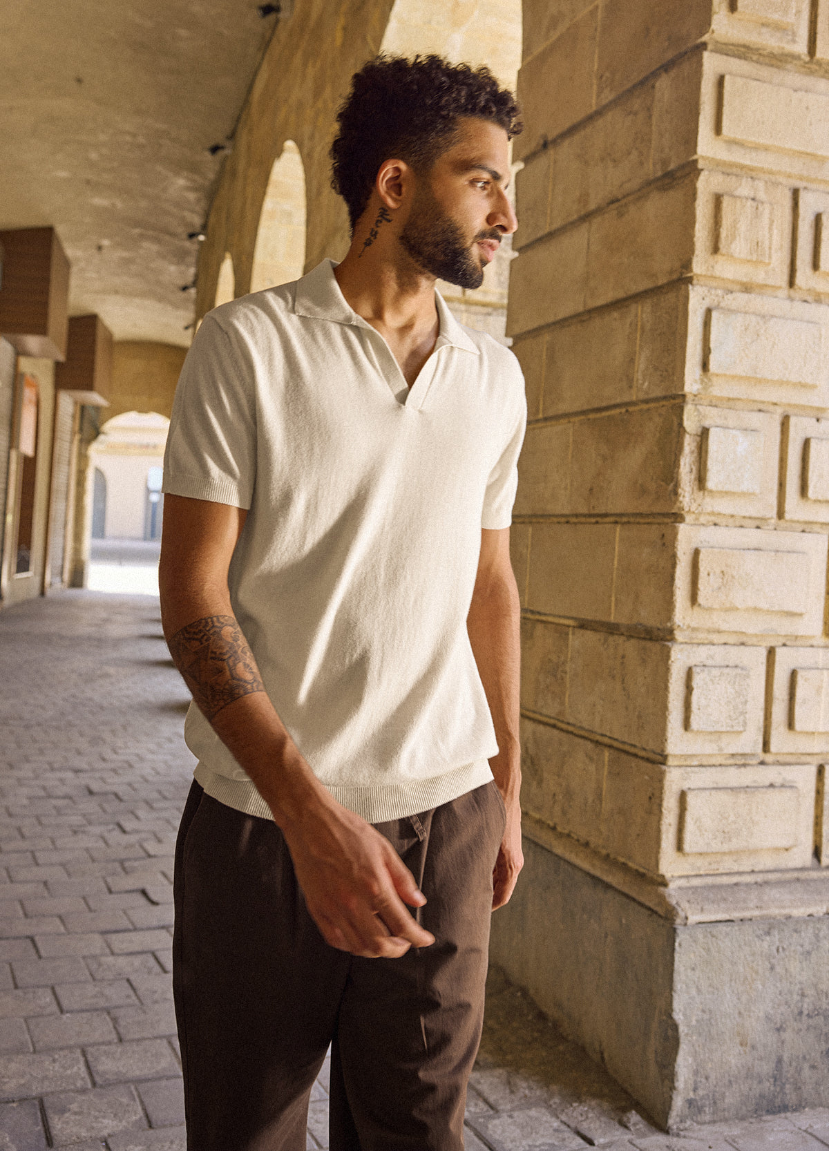 Ivory Fine Knit Polo