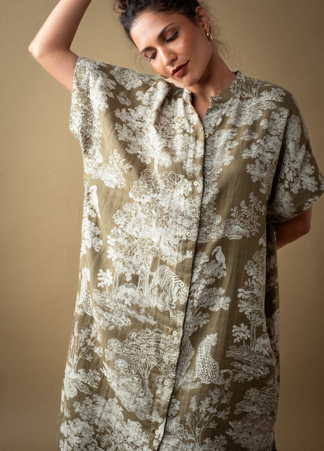 Ivy Green Toile Organic Cotton Shirt Kaftan For Women Online