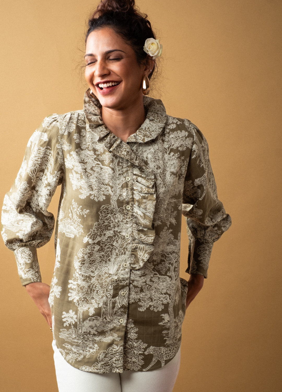 Ivy Toile Ruffle Shirt