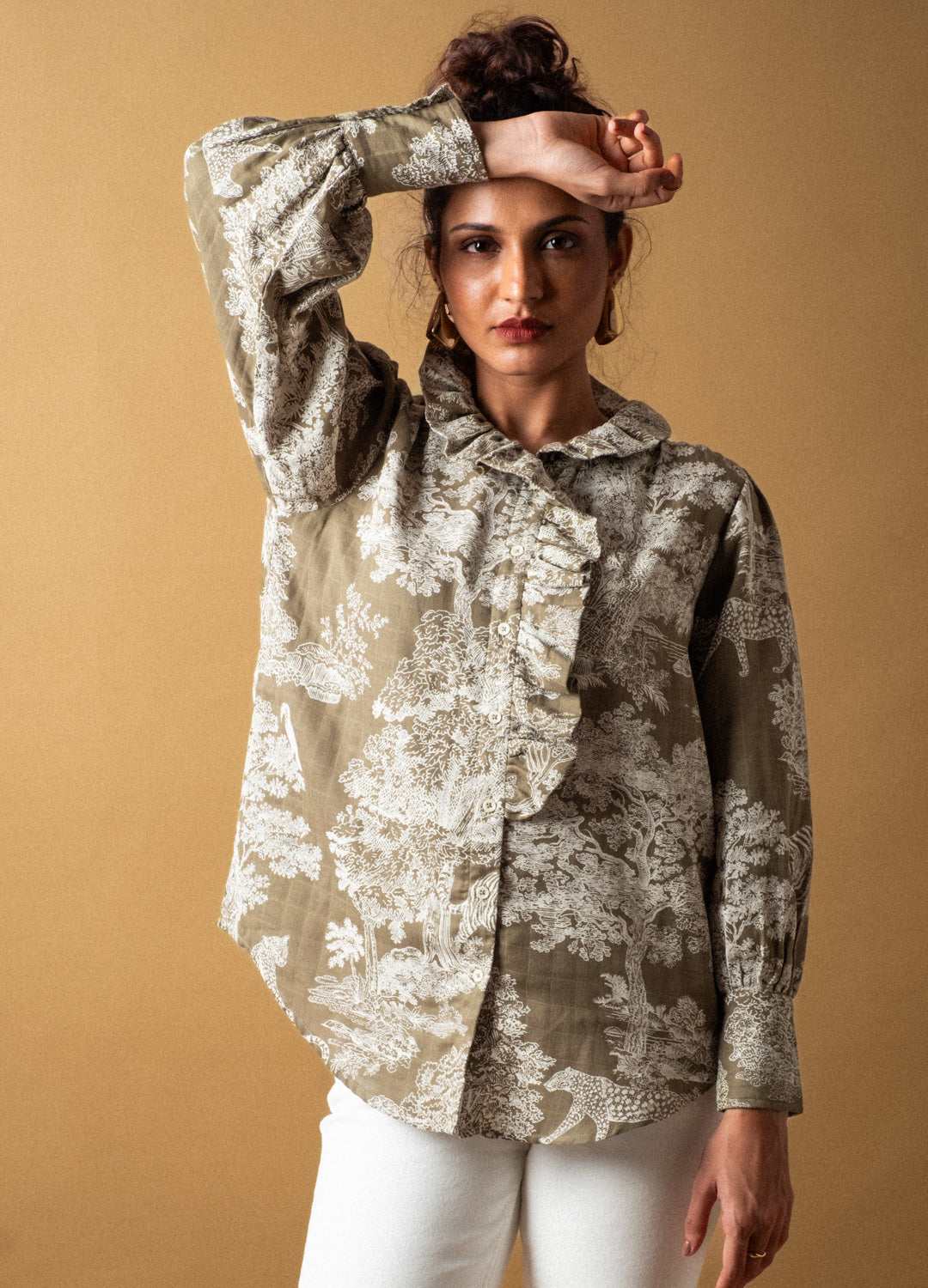 Ivy Toile Ruffle Shirt