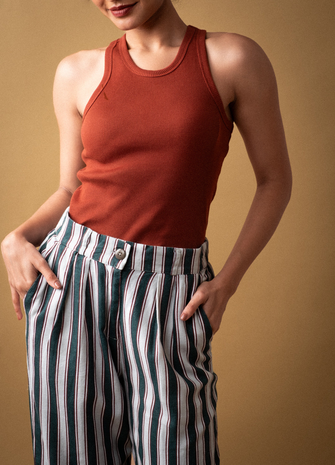 Malini Linen Pants In Stripes