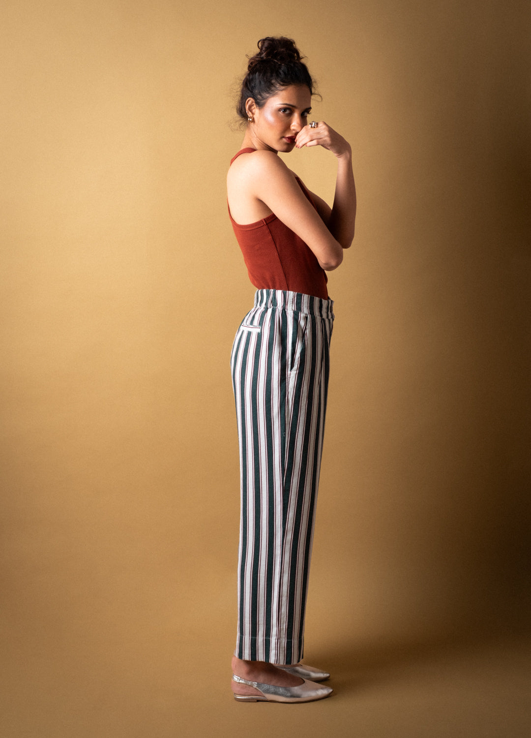 Malini Linen Pants In Stripes