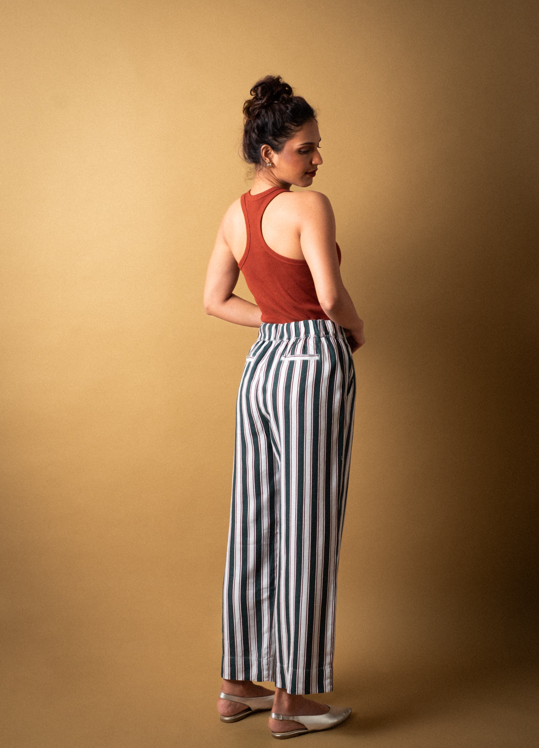 Malini Linen Pants In Stripes