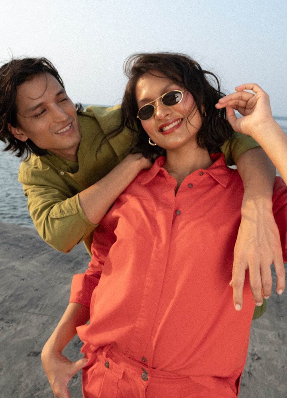 Poppy Red Tailored Organic Cotton Co-ord Set For Women Online