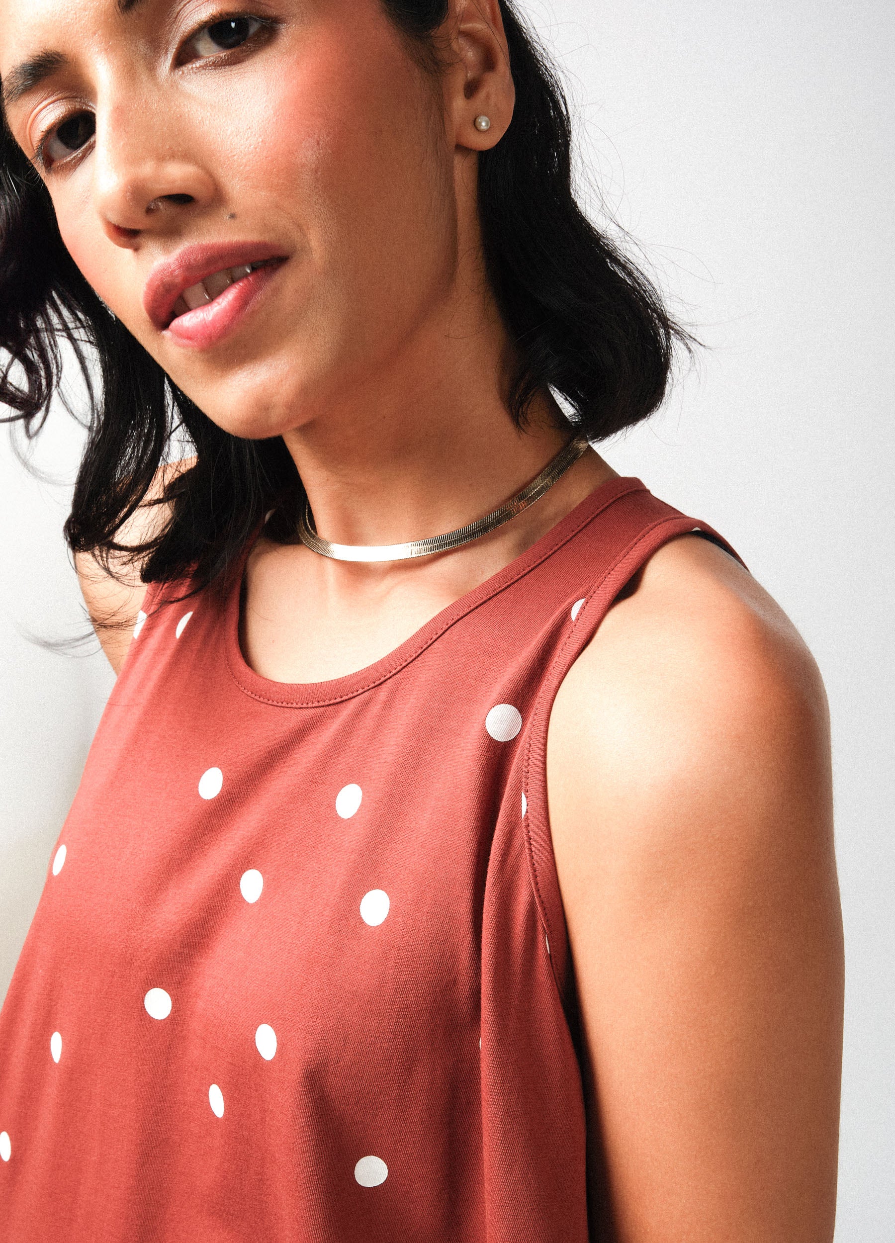 Cinnamon Polka Sack Dress