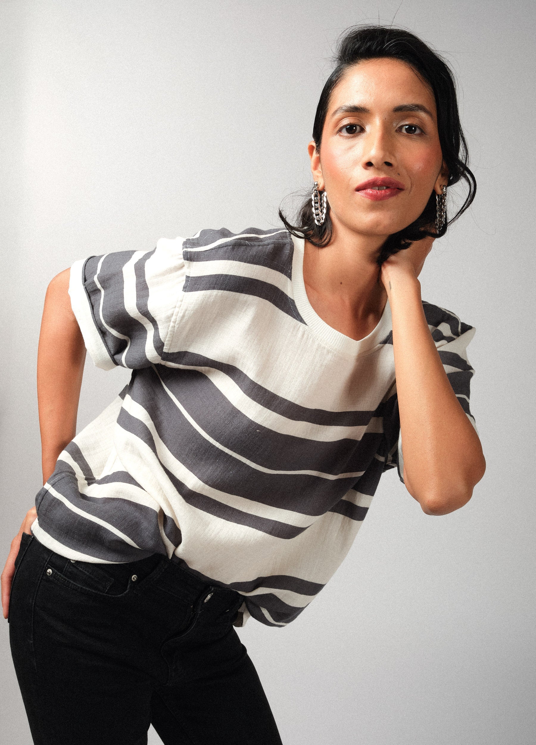 Shadow Stripe Muslin Tee