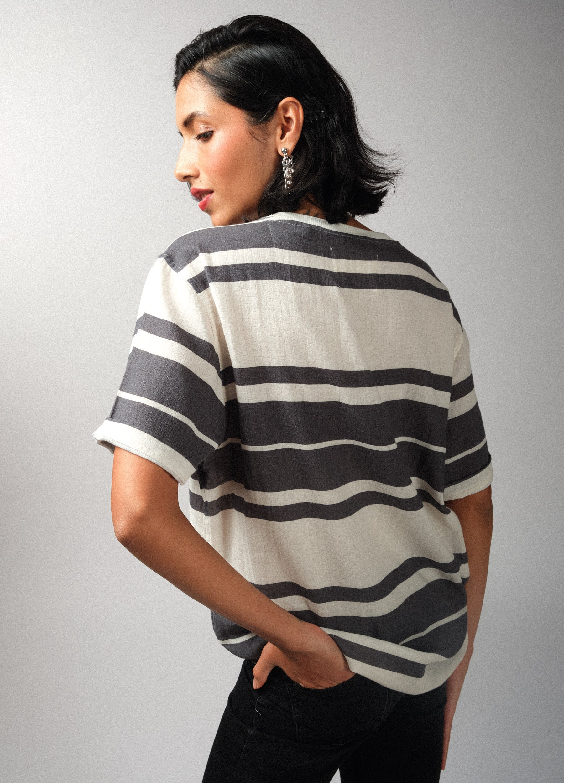 Shadow Stripe Muslin Tee