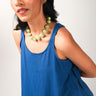 Riviera Blue Organic Cotton Flared Tank Top For Women Online