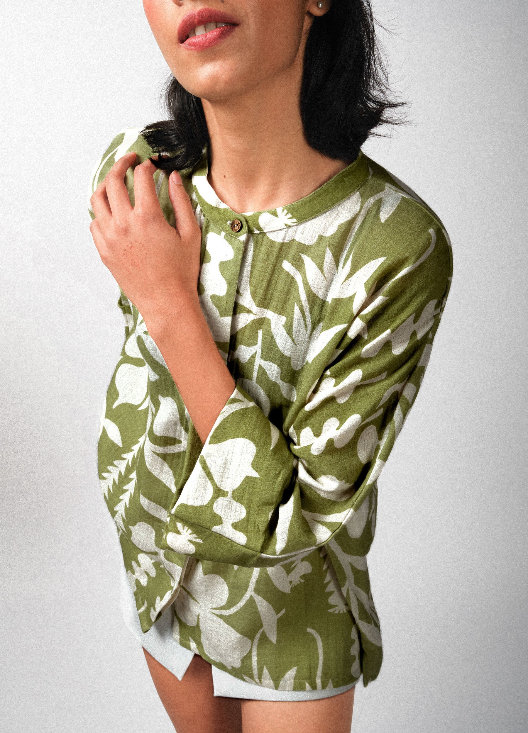 Matcha Garden Kimono Shirt