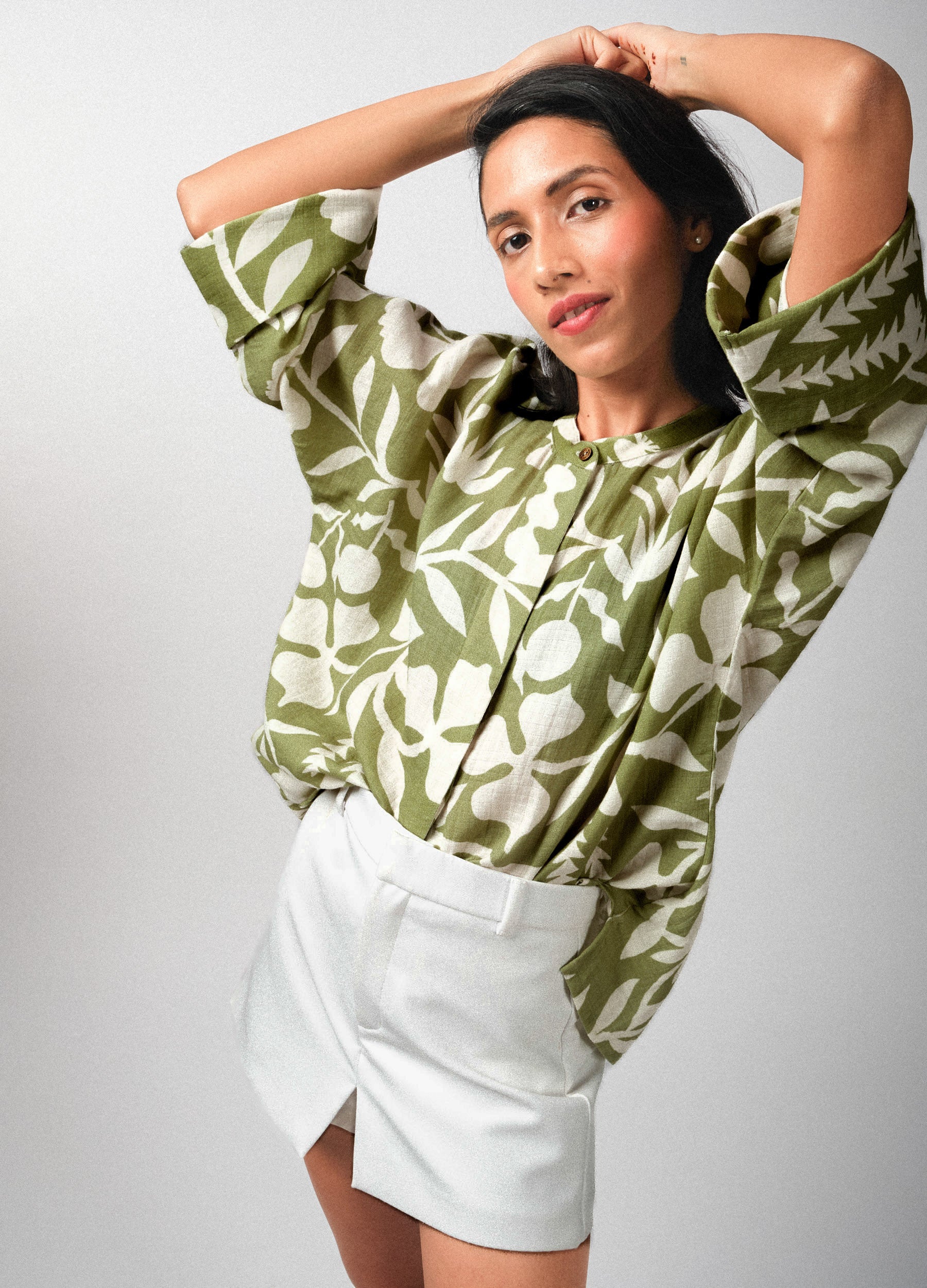 Matcha Garden Kimono Shirt