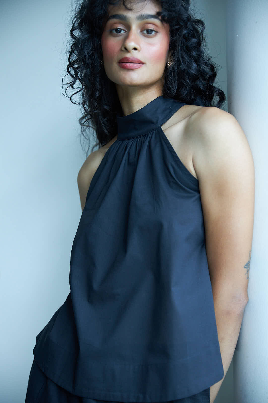 Noir Halter Tie Top