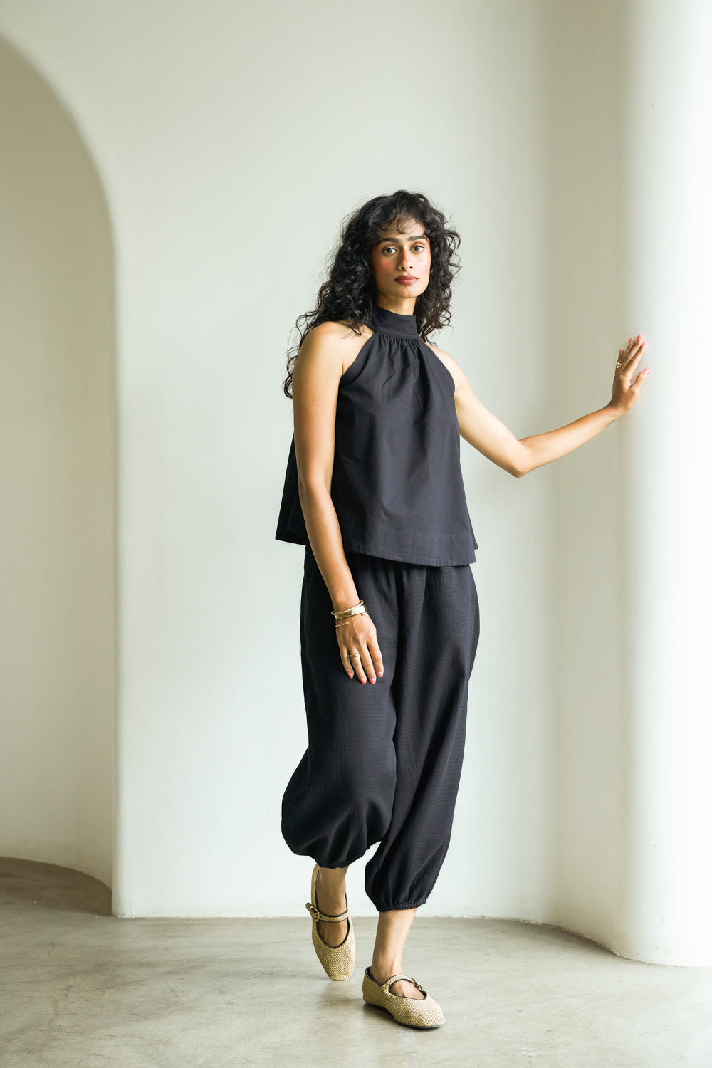 Noir Halter Tie Top