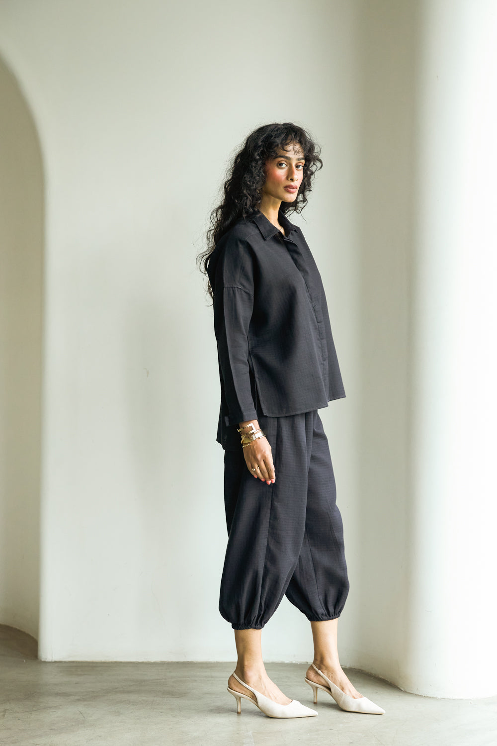 Noir Side-Slit Shirt