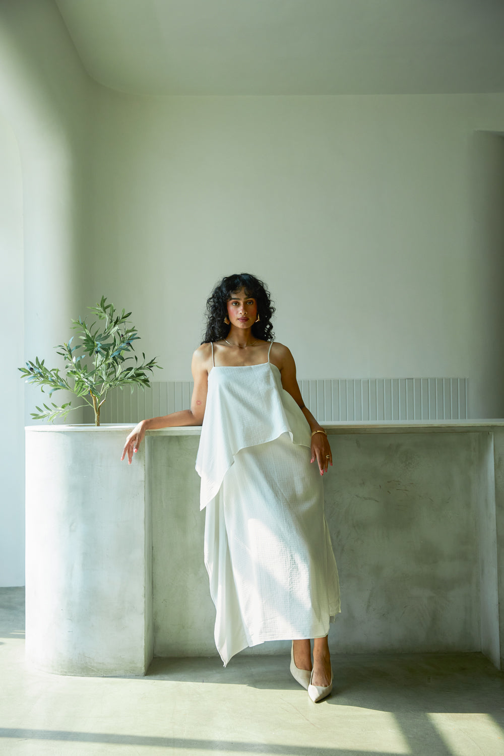 Blanc Scarf Dress