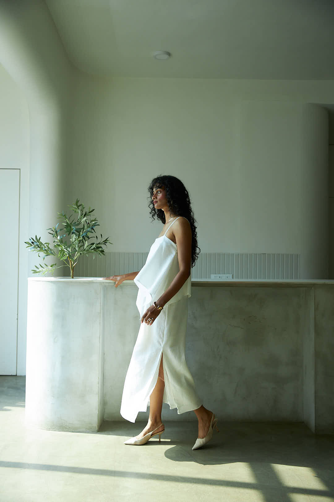 Blanc Scarf Dress