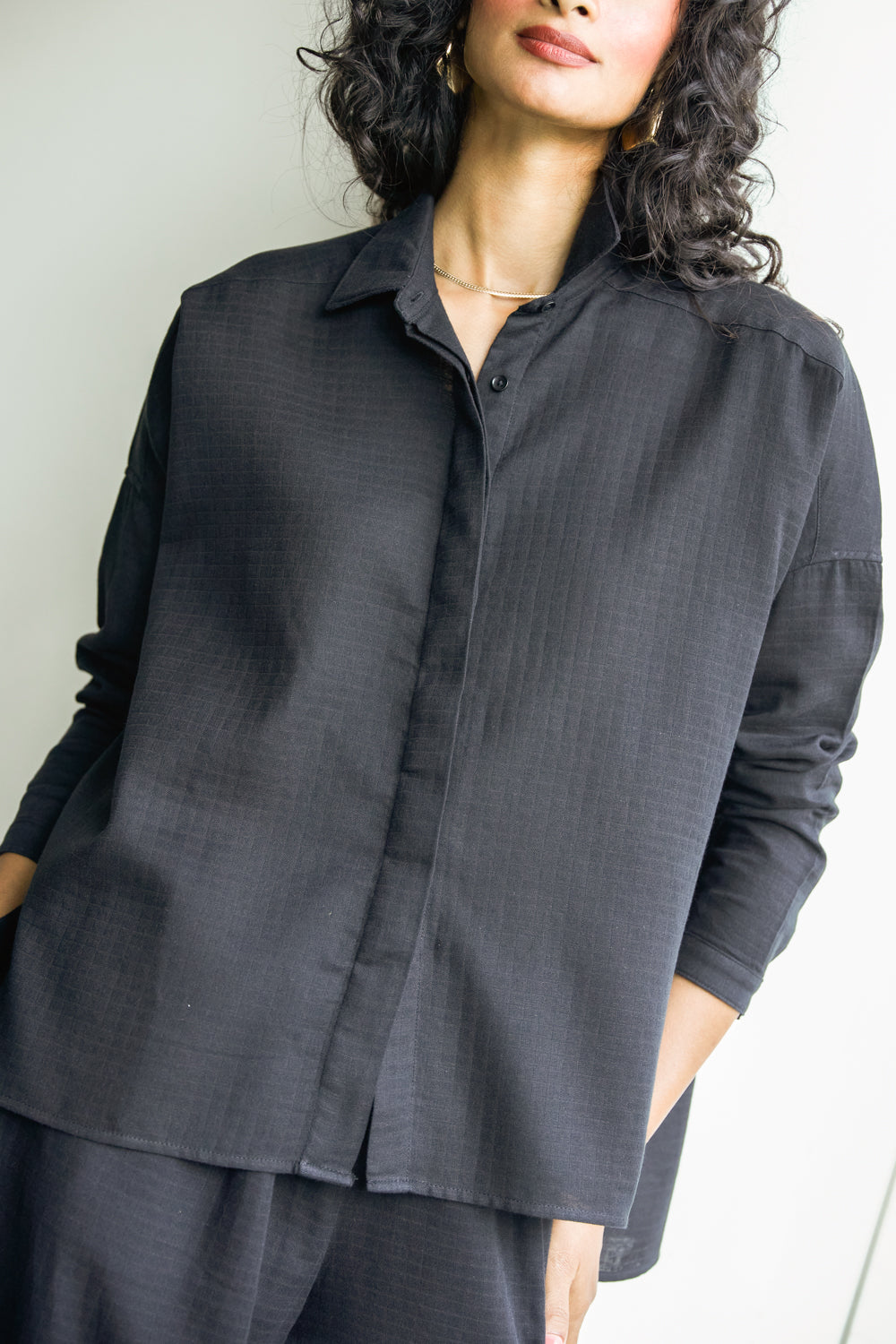 Noir Side-Slit Shirt