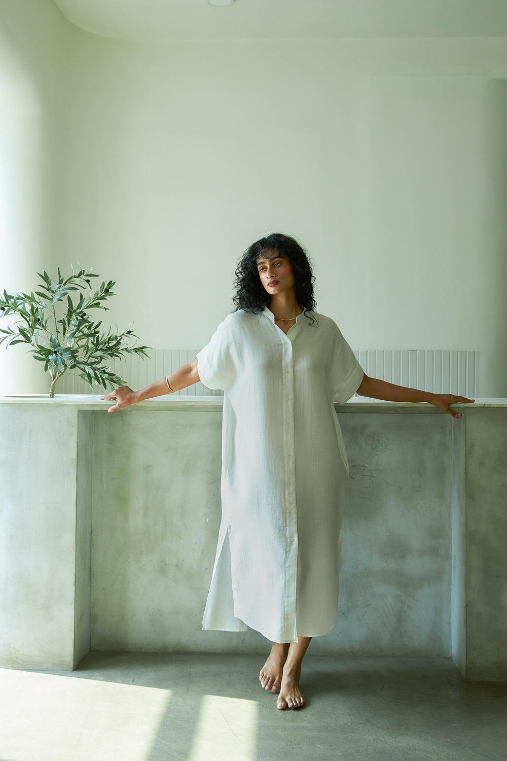 Blanc Shirt Kaftan