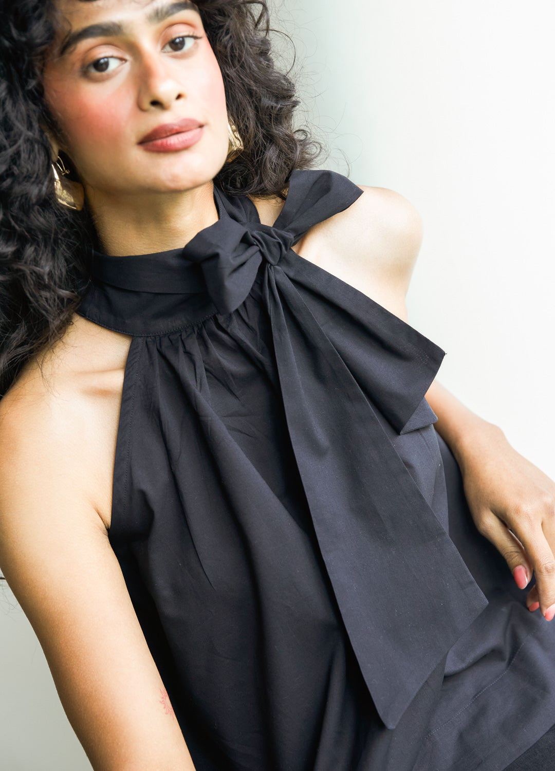 Noir Halter Tie Top