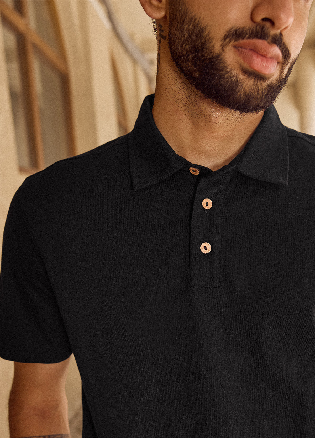 Noir Slub Polo