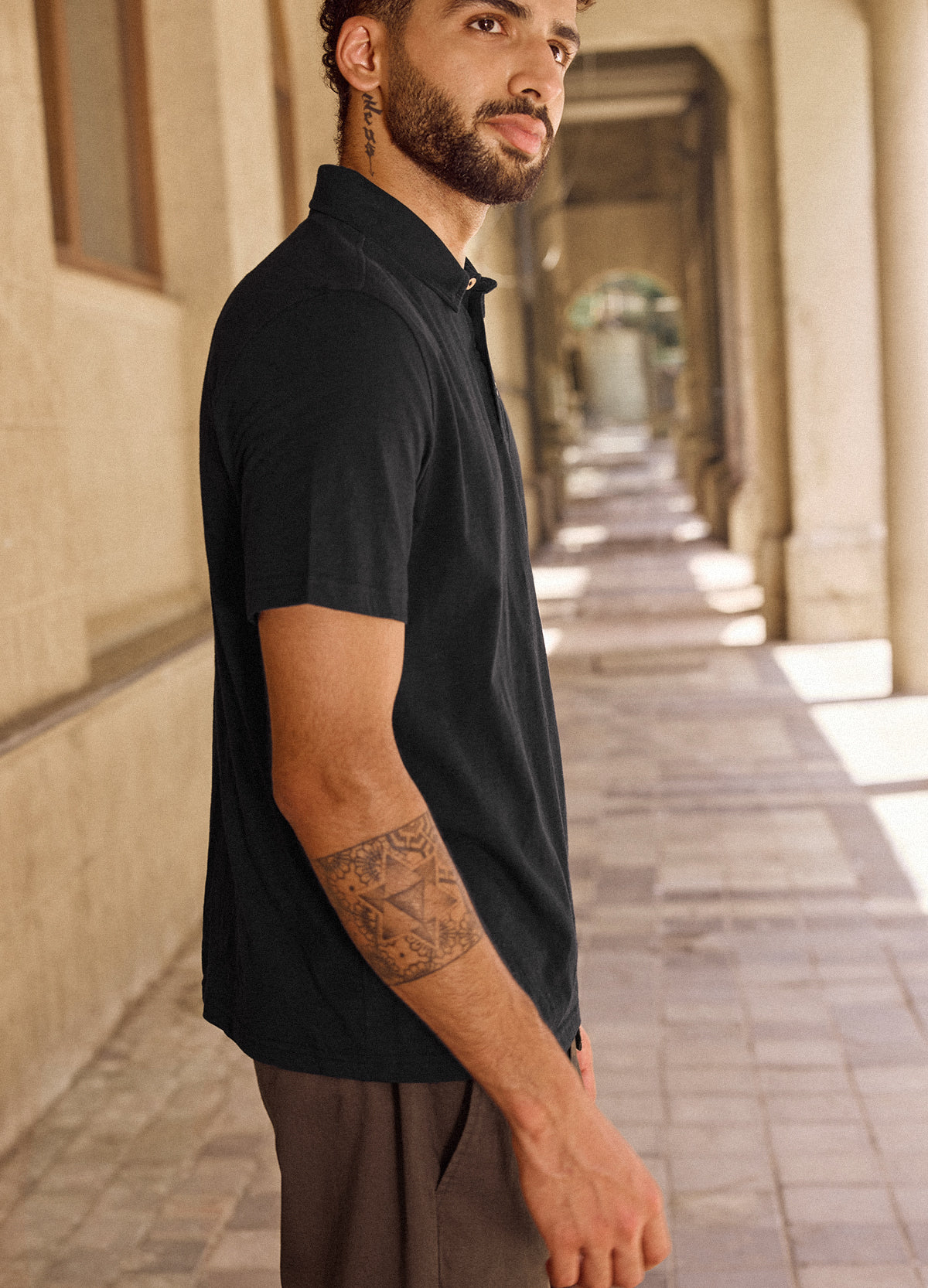 Noir Slub Polo