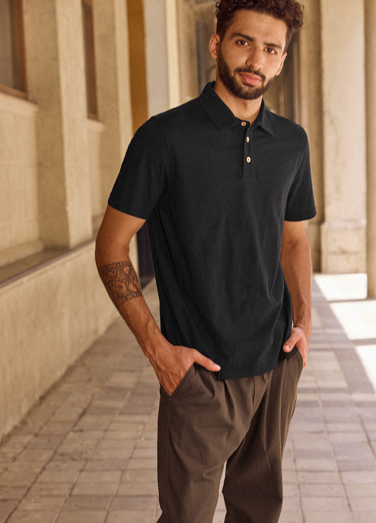 Noir Slub Polo