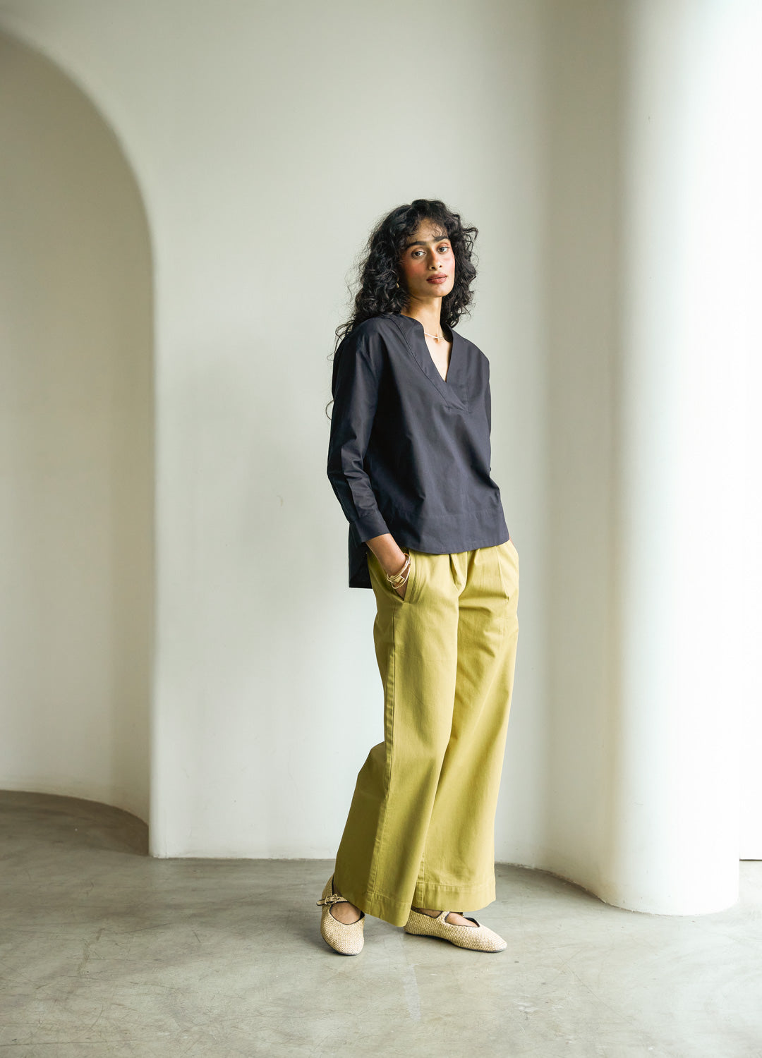Noir V-Neck Blouse