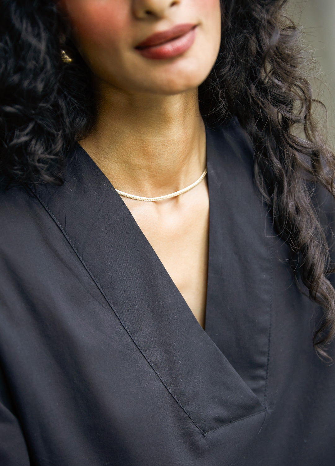 Noir V-Neck Blouse