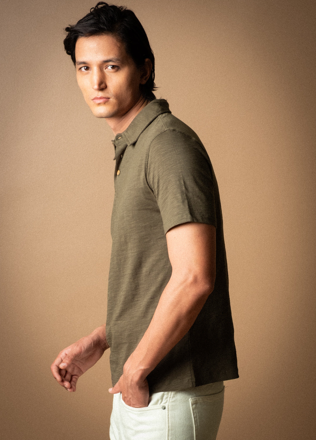Olive Slub Polo