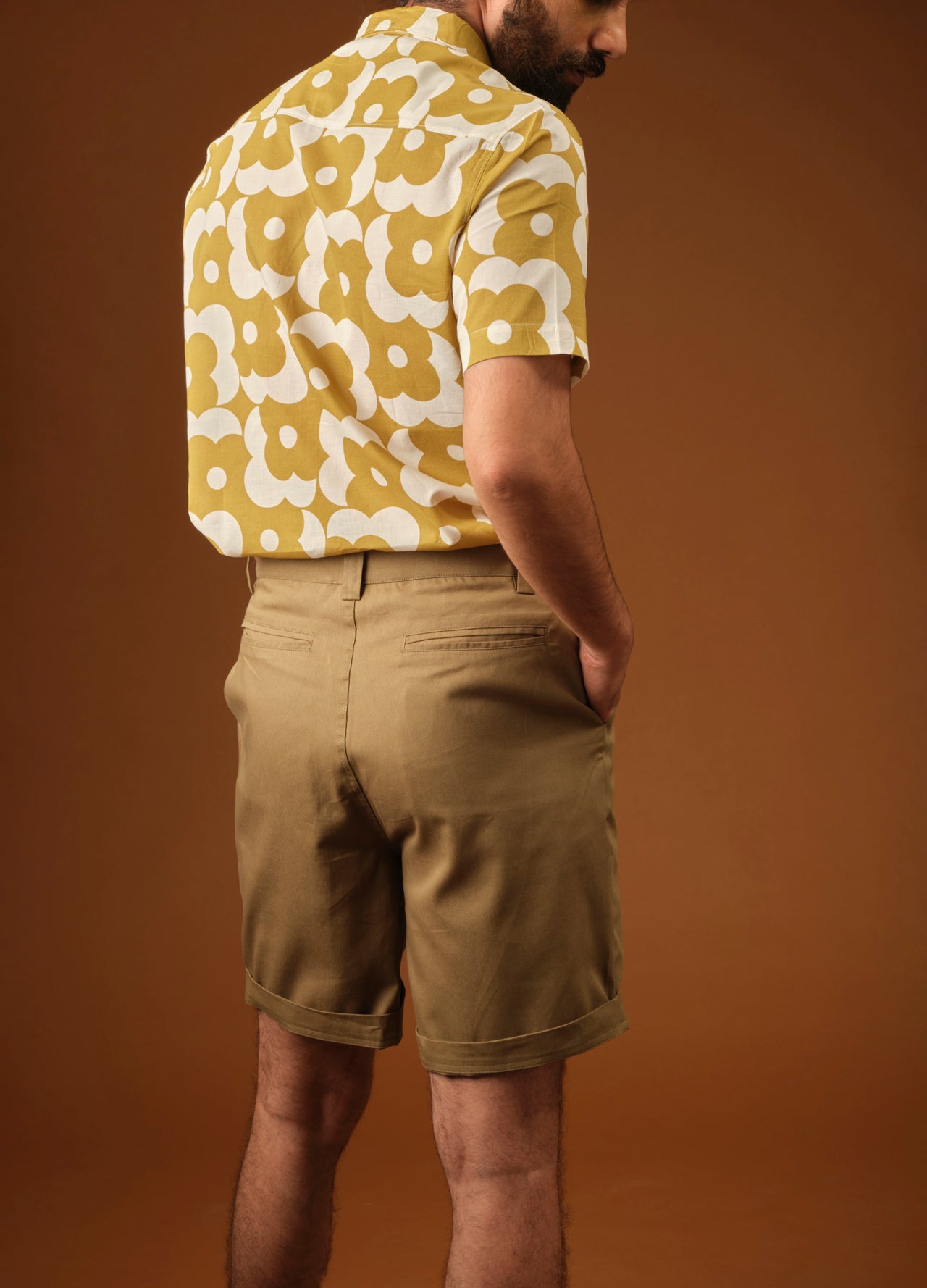 Men Regular Fit Organic Cotton Shorts Beige