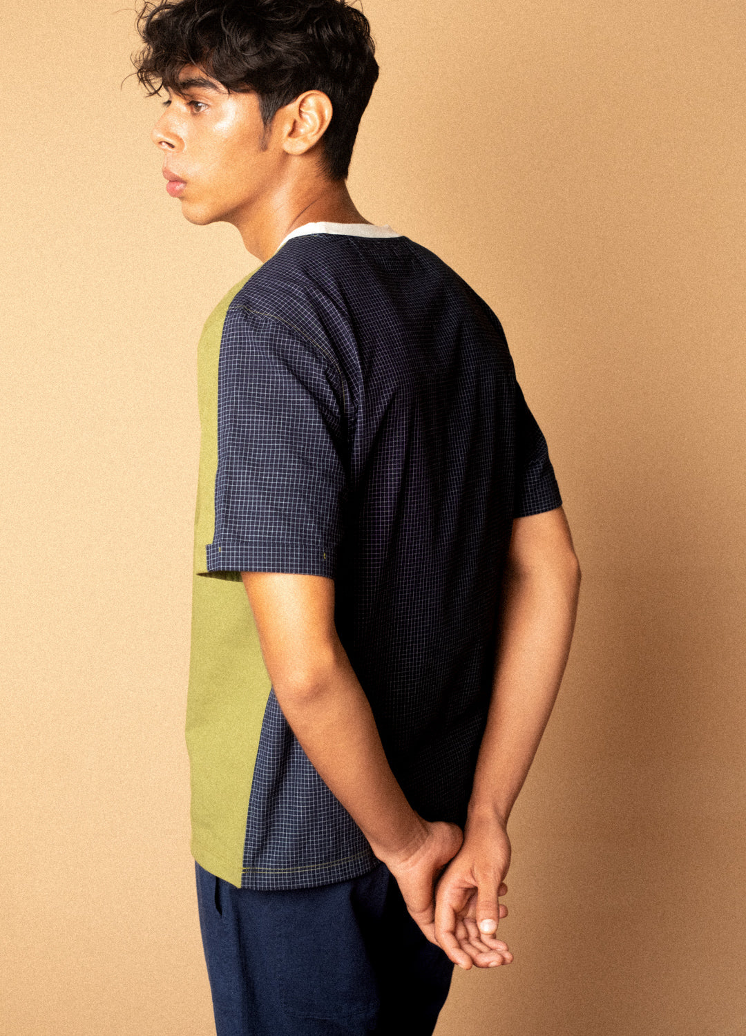 Olive Split Woven Tee