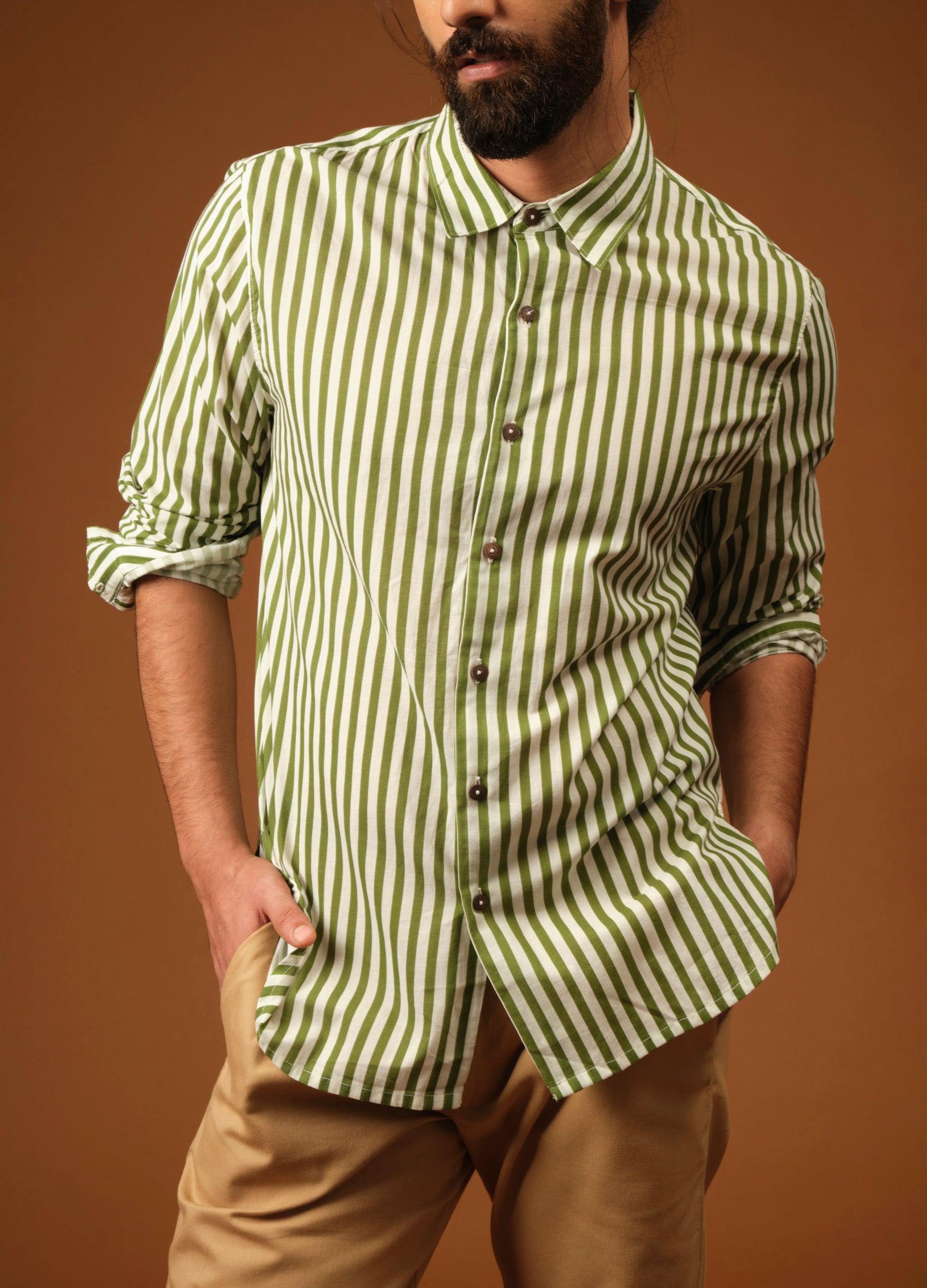 Olive Stripe Everyday Shirt