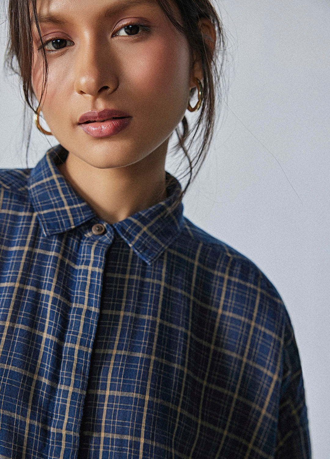 Plaid Side-Slit Shirt