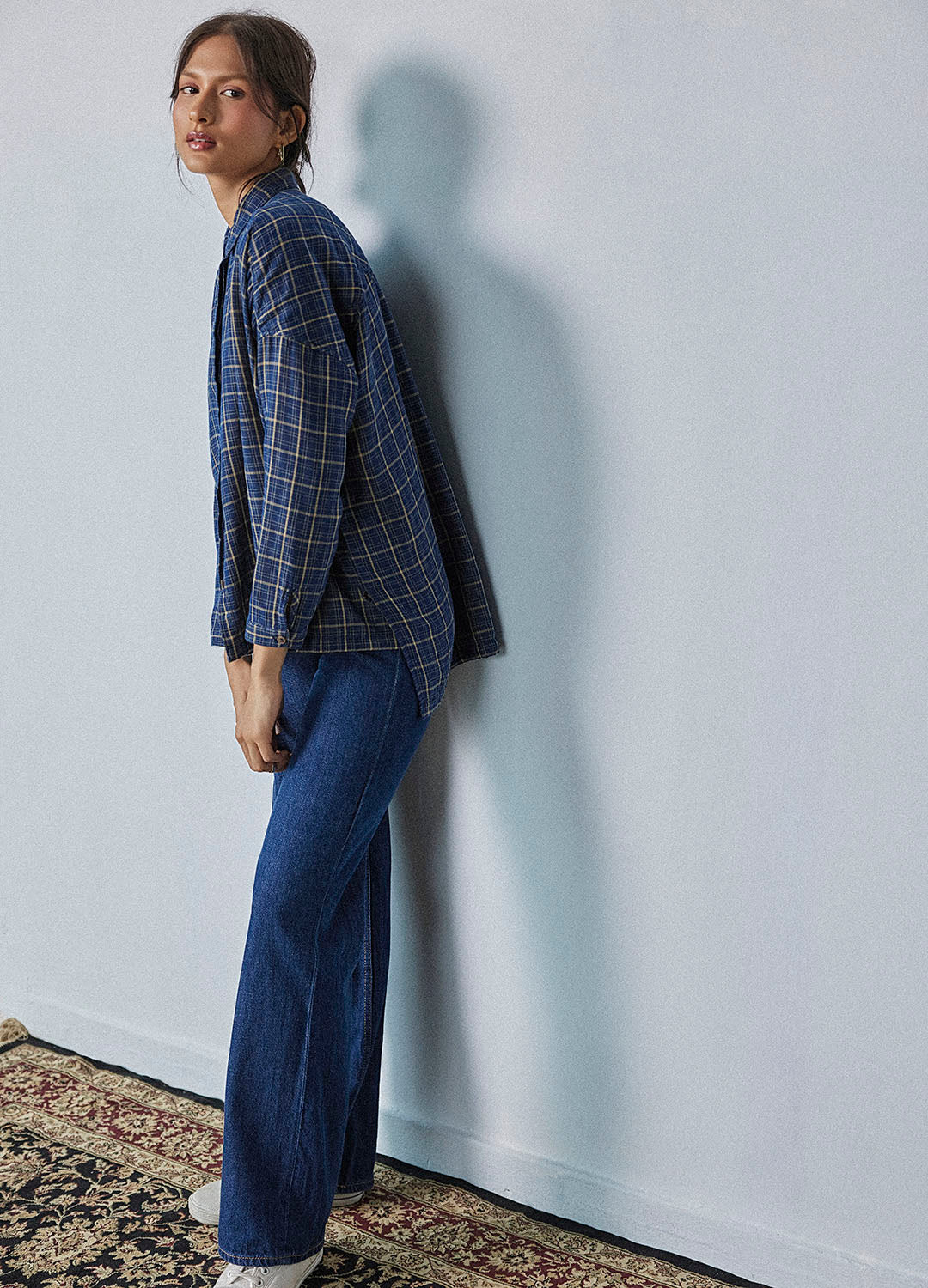 Plaid Side-Slit Shirt