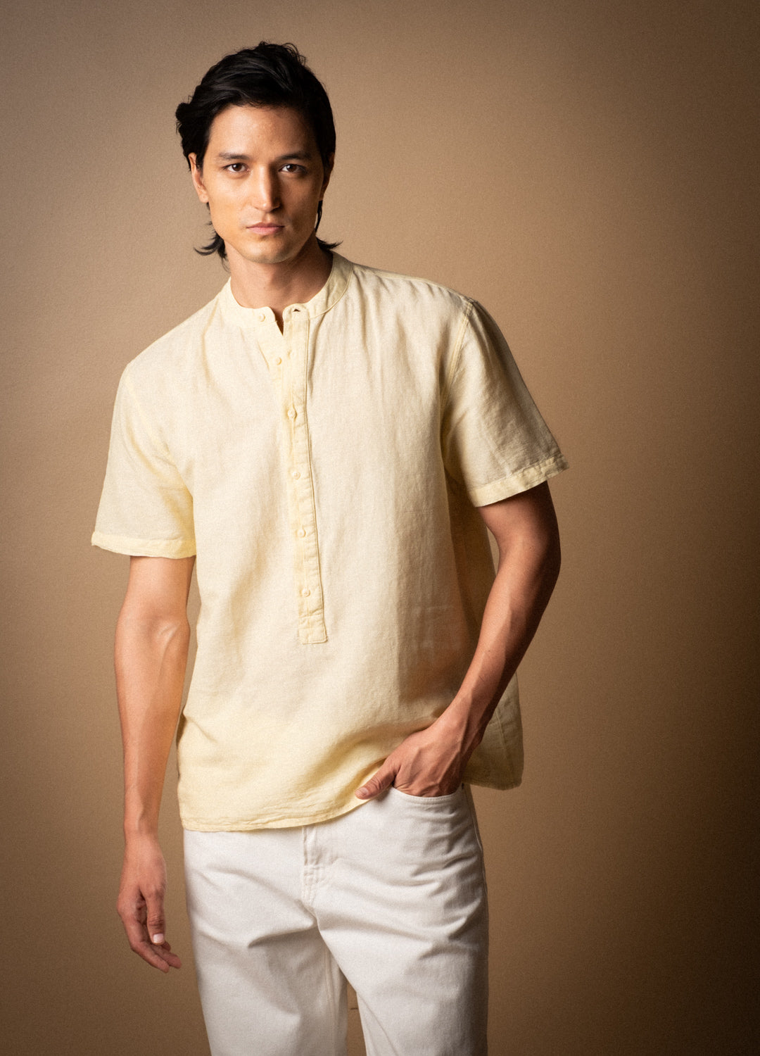 Rahman Linen Shirt In Mustard