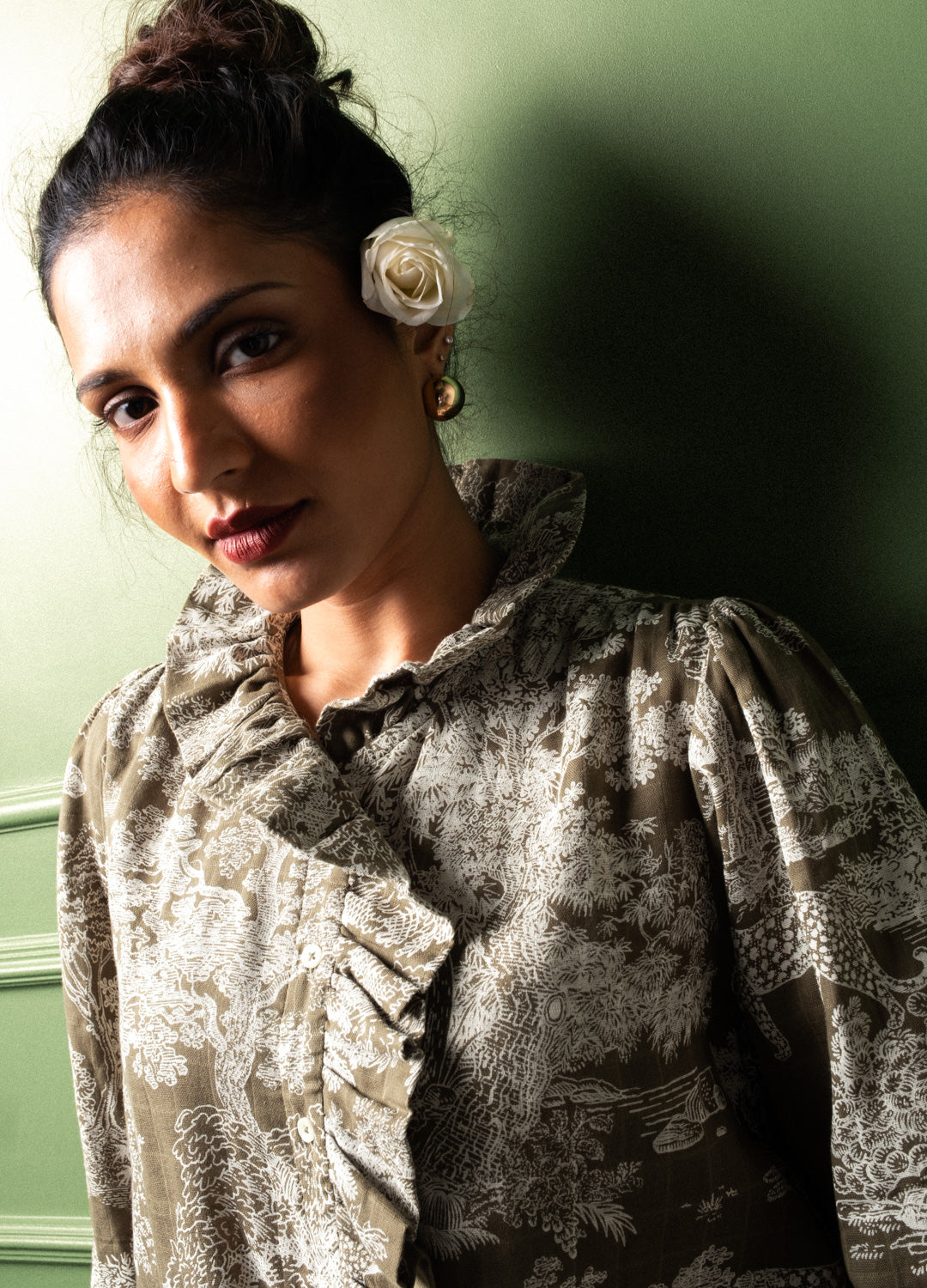 Ivy Toile Ruffle Shirt