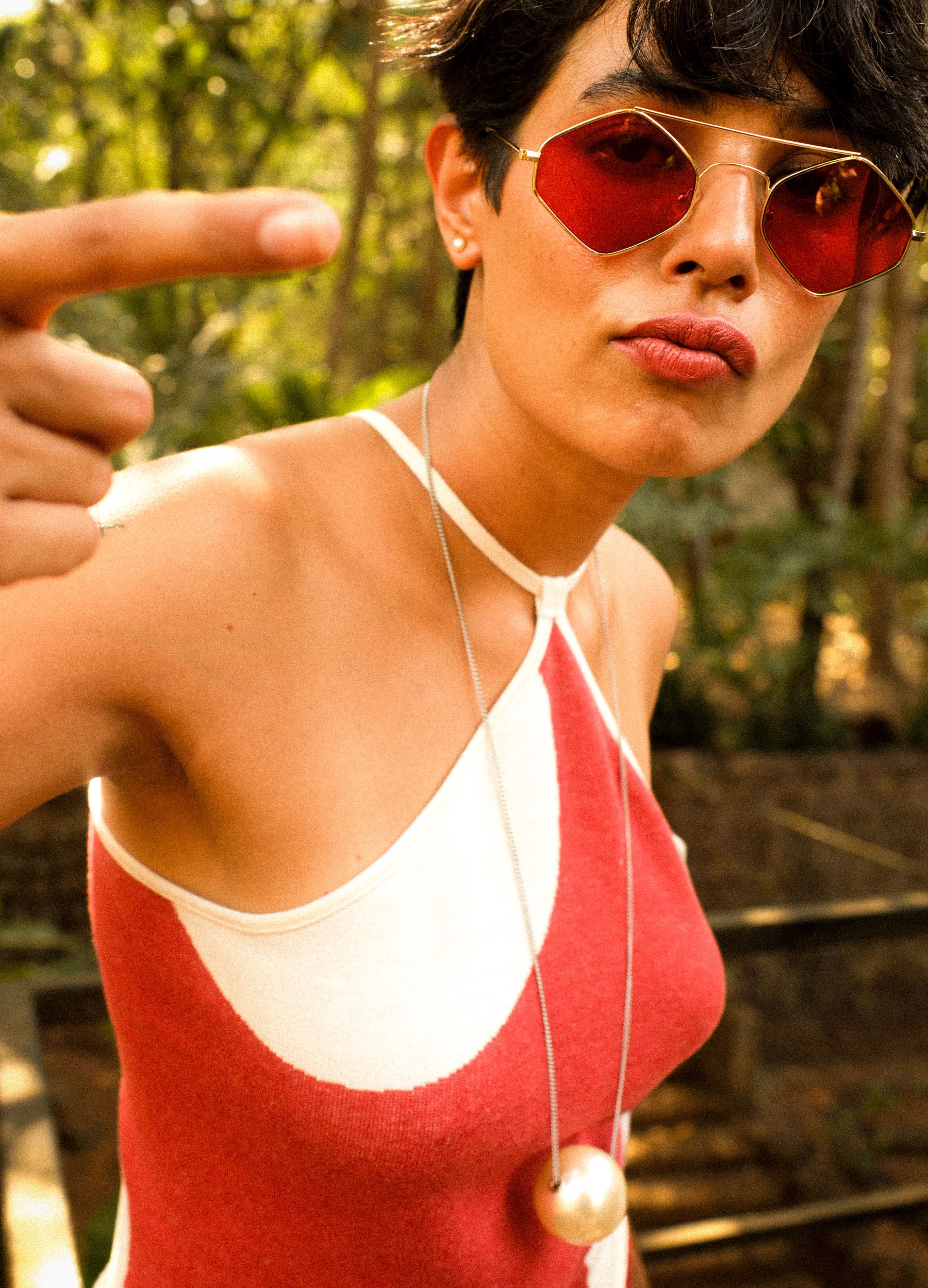 Rouge Polka Organic Cotton Reversible Halter Tank Top Online