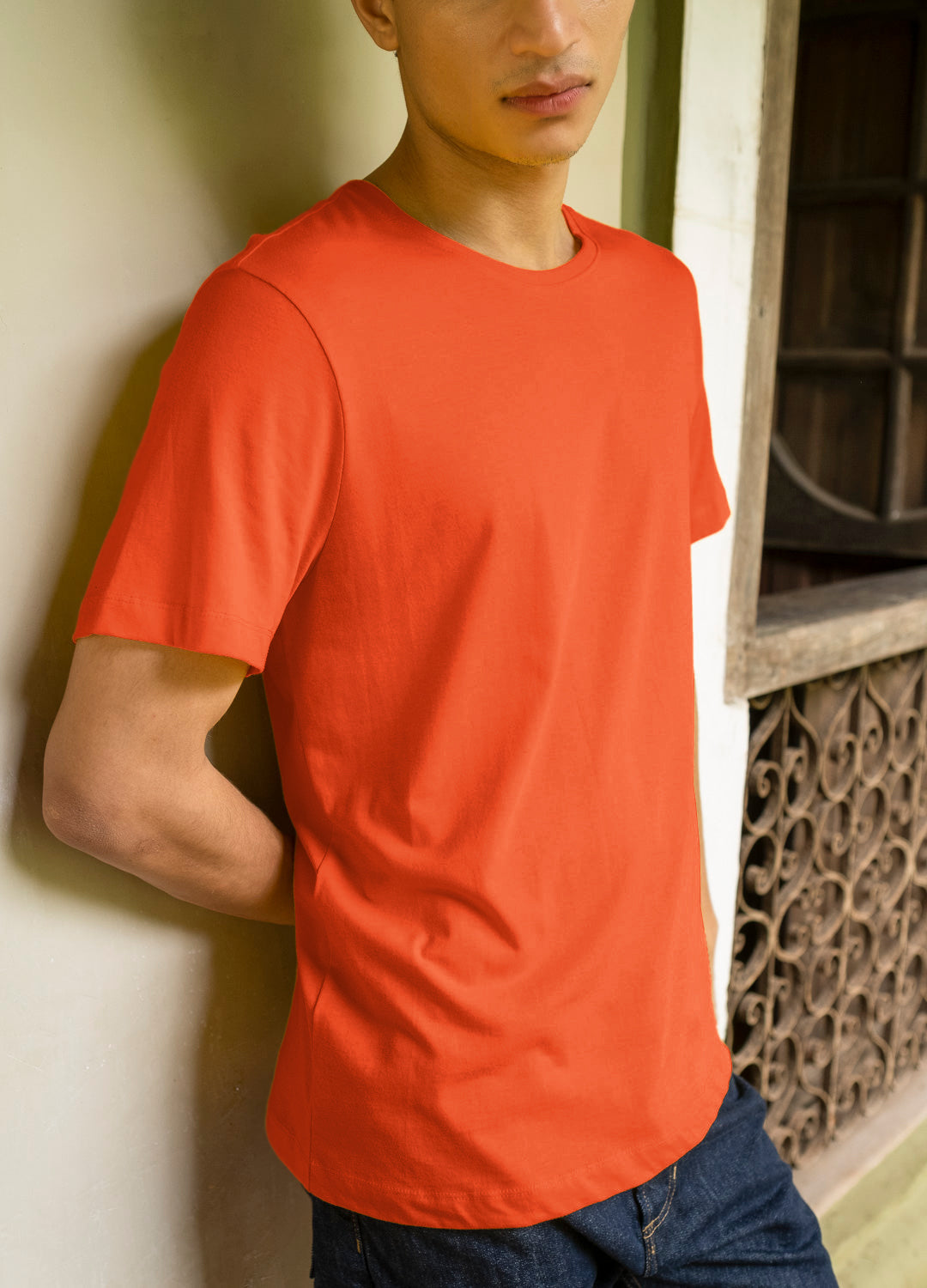 Rust Orange Classic Organic Cotton T-shirt For Men Online