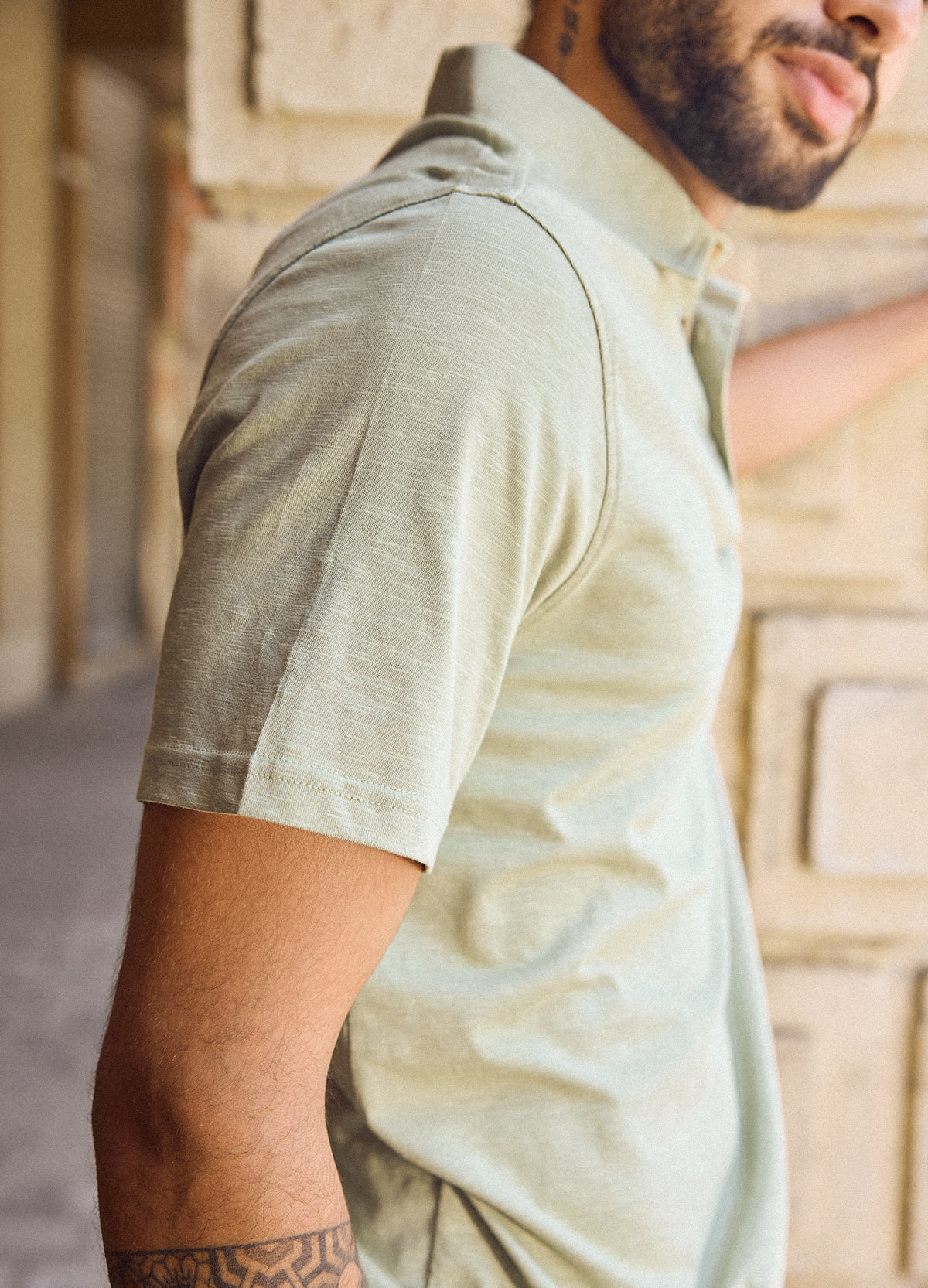 Sage Slub Polo